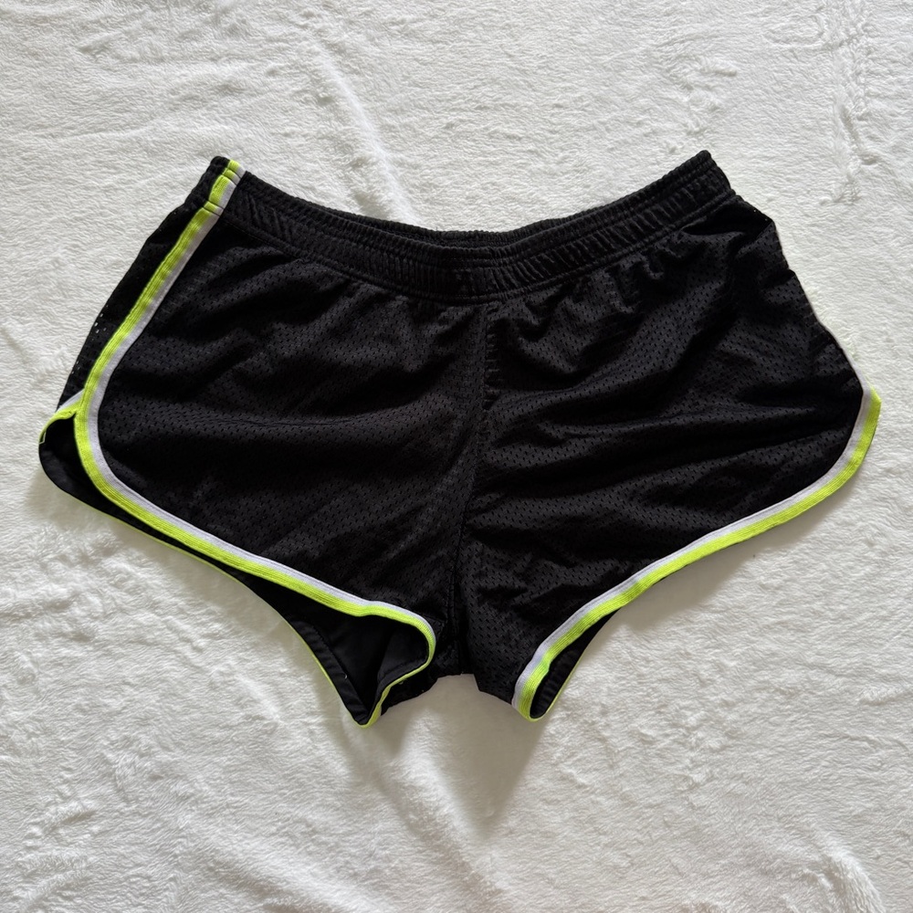 Women's Black Athletic Shorts with Lime Accents